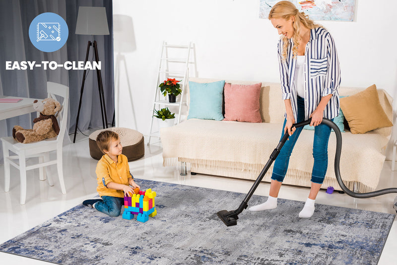 Marfi - 8' X 10' Abstract Area Rug - Silver / Blue