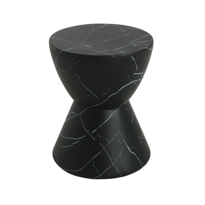 Outdoor Lightweight Concrete Side / End Table, Living Room Accent Table - Black Marble