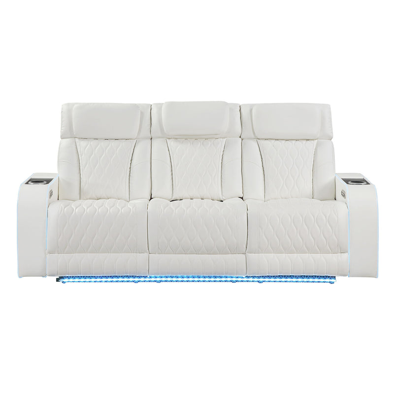 Electra - Power Reclining Sofa With Power Headrests, Drop Down Table, Reading Light, Massage, LED Lighting And USB Control