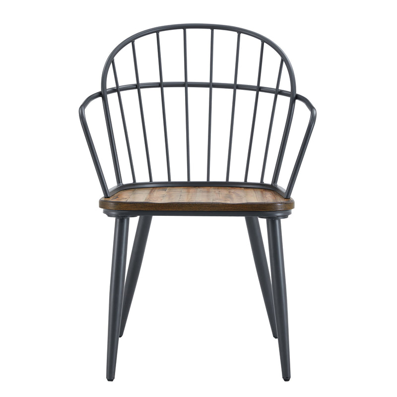 Industrial Inspired Indoor Dining Chair With Metal Legs And Birch (Set of 2) - Black / Natural