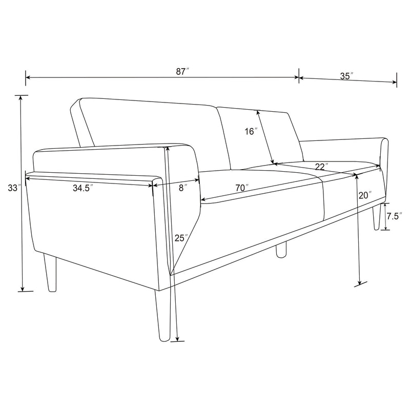 Rilynn 2-piece Upholstered Track Arm Sofa Set Grey