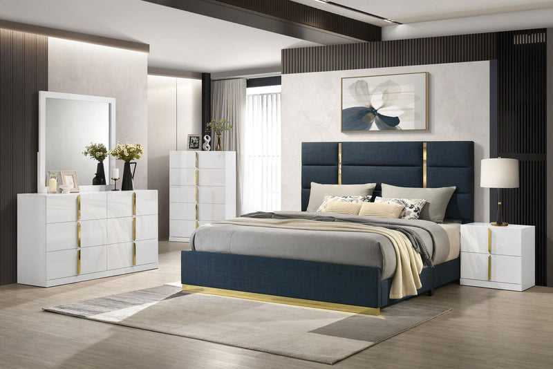 Ines 2-drawer Nightstand Bedside Table White High Gloss