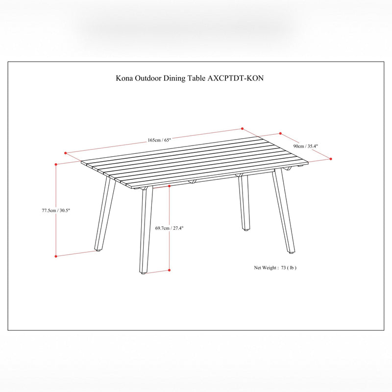 Kona - Outdoor Dining Table - Light Teak