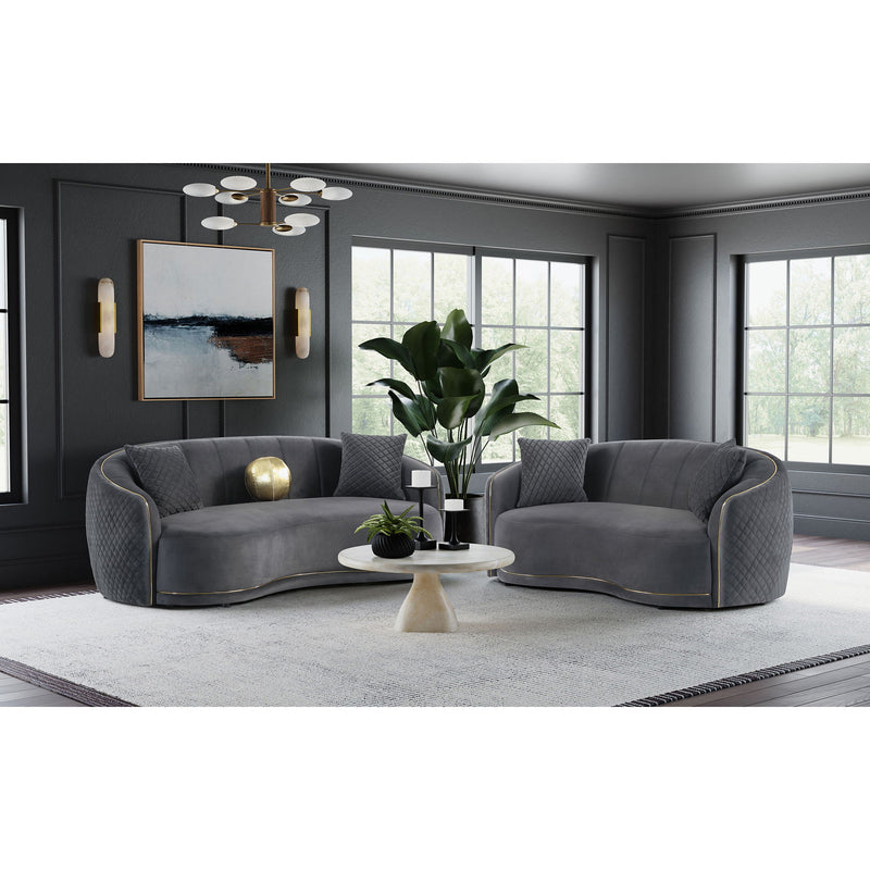 Lorraine - Upholstered Curved Loveseat - Dark Gray