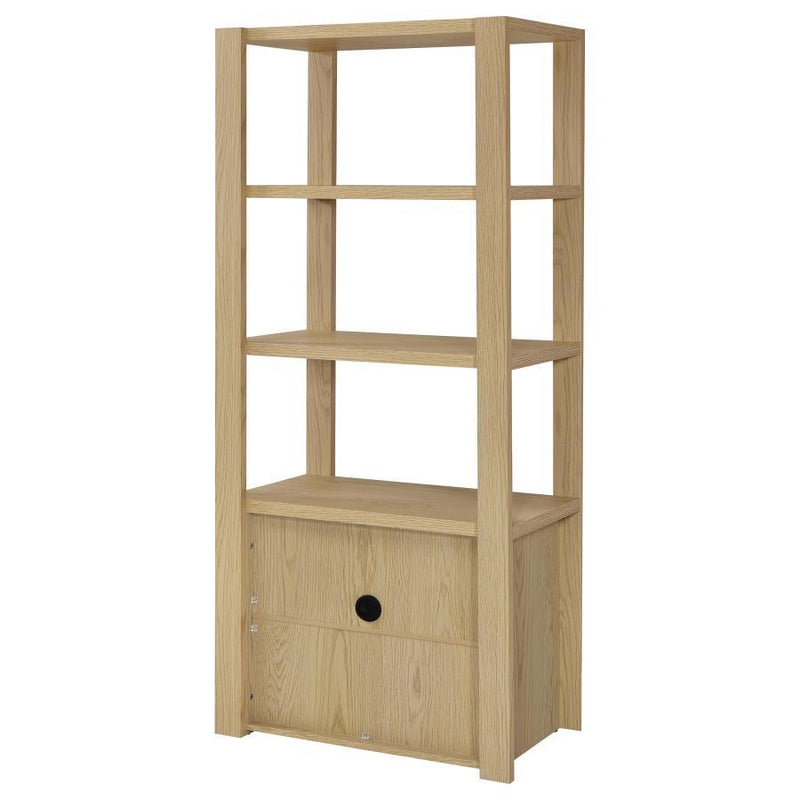 Laurelton - 3-Shelf Media Tower Tall Pier Cabinet - Light Oak