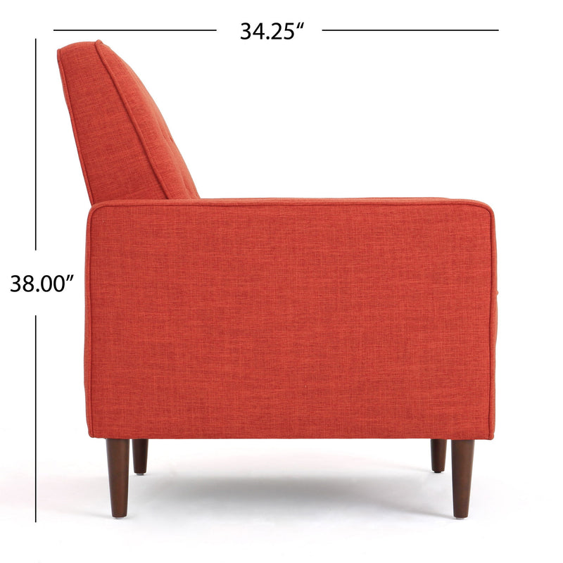 Mid-Century Modern Recliner With Button Tufted Waffle Stitch