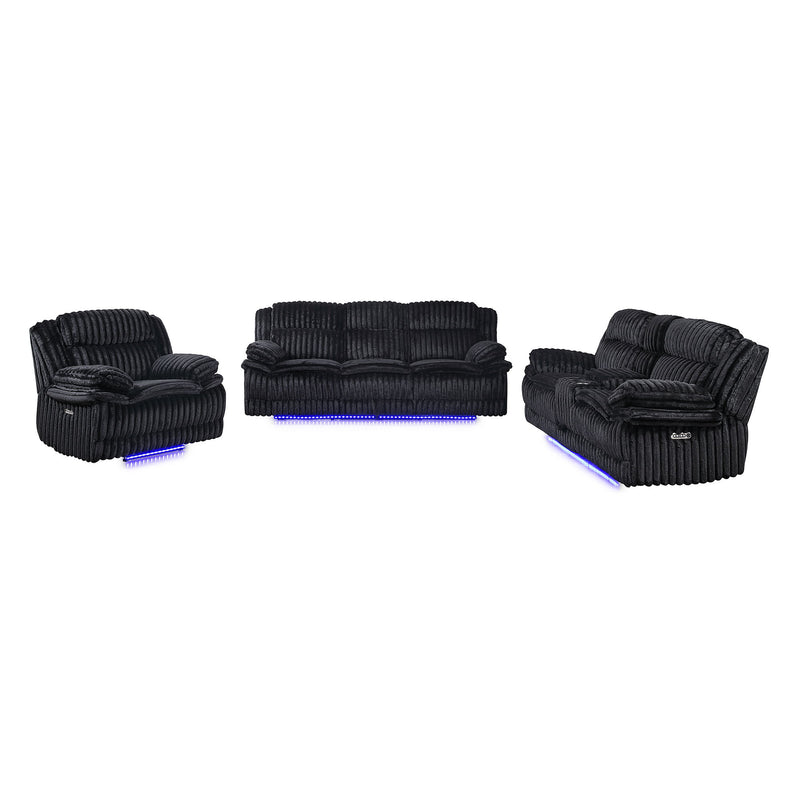 Winston - Power Console Recliner Loveseat With LED And Hidden Drawer - Black