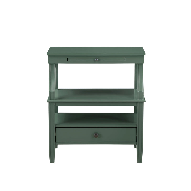 Newland - Storage Nightstand With Drawer And Pull Out Tray - Antique Green