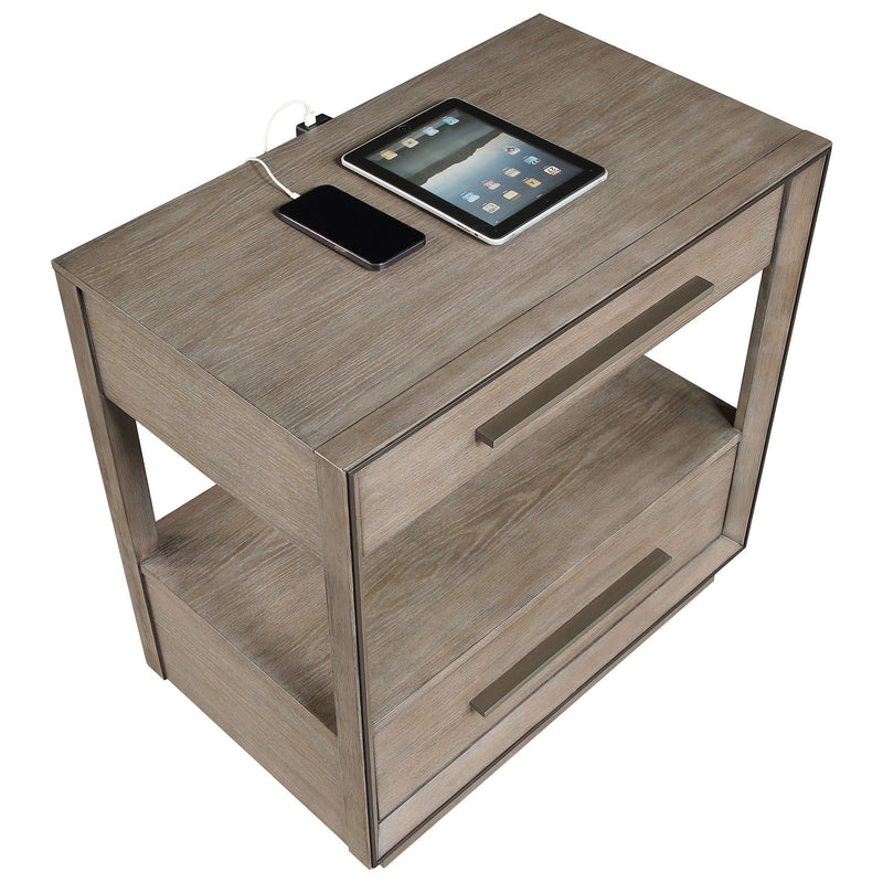 Prescott - 2 Drawers Nightstand With Open Shelf - Taupe