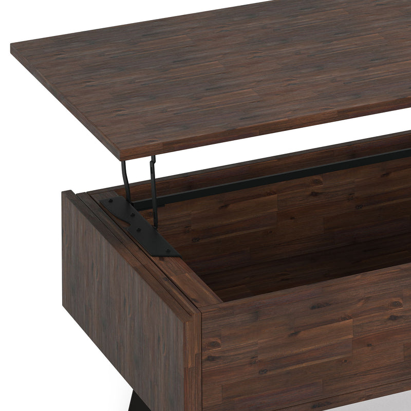 Lowry - Lift Top Coffee Table - Distressed Charcoal Brown