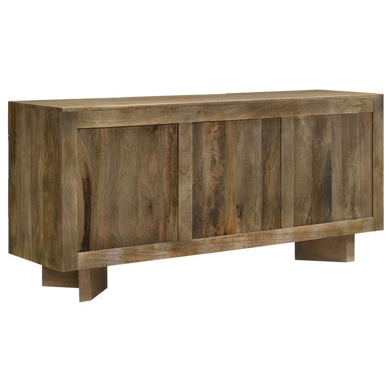 Roman - 3 Door Server With Chevron Design - Brown