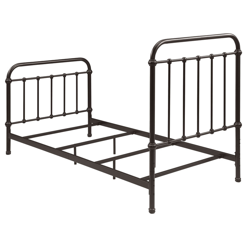 Twin Panel Bed With Ornate Design - Bronze