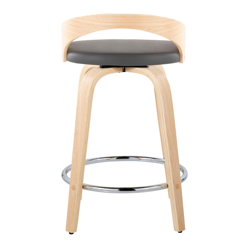 Grotto - Contemporary Fixed Height Counter Stool & Swivel, Round Footrest (Set of 2)