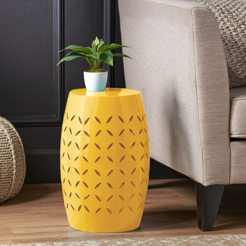 Outdoor Side Table With Barrel Shape