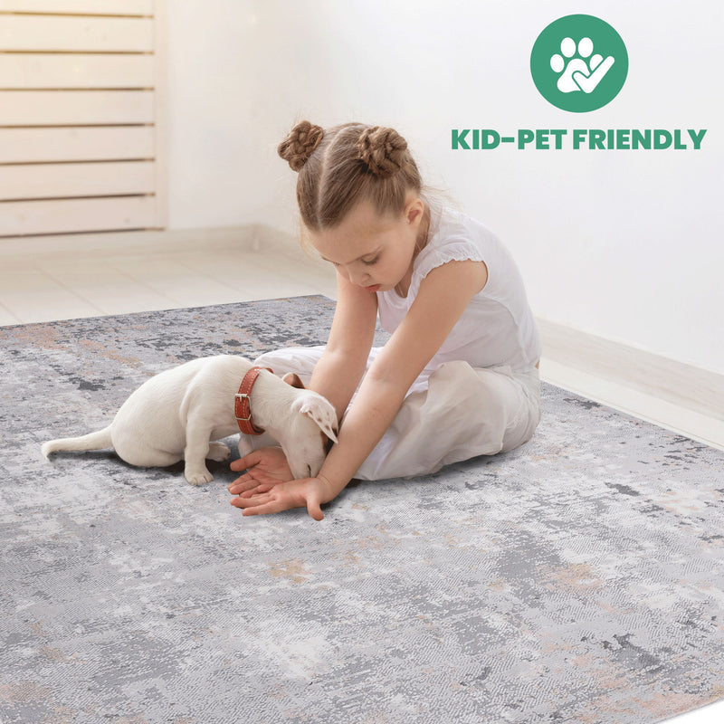 Marfi - 5' X 7' Abstract Area Rug - Gray Multi
