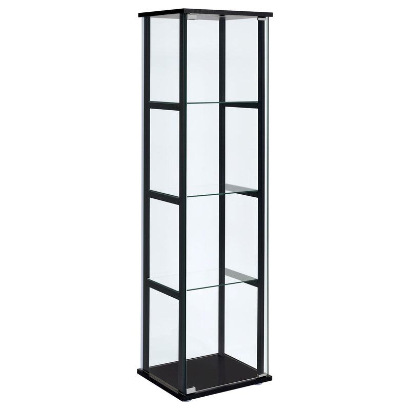 Cyclamen 4-shelf Clear Glass Curio Display Cabinet Black