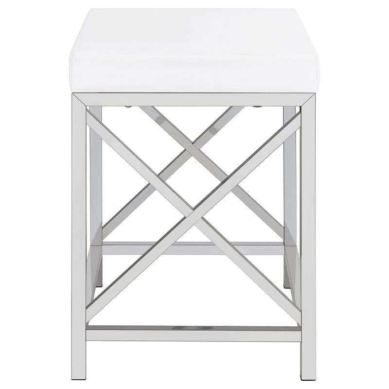 Hamlin - Makeup Vanity Table With Lighted Mirror And Padded Stool - White