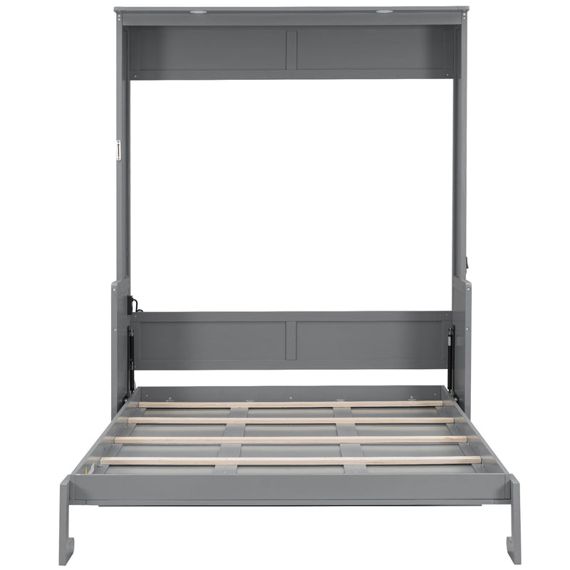 Murphy Bed With Desk, LED Lights And USB Charging Station
