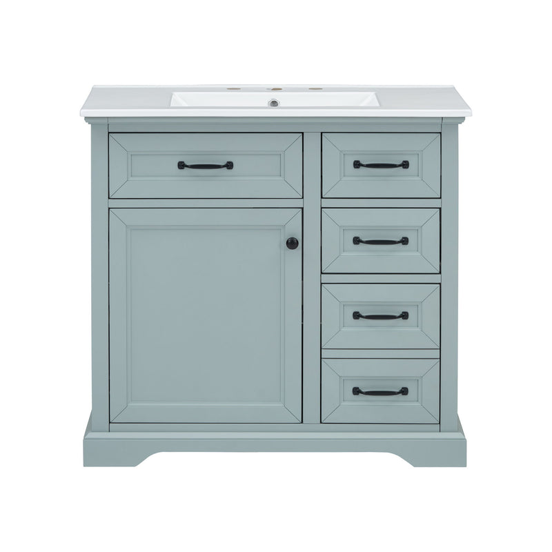 36" Bathroom Vanity With Sink, 2 Tip-Out Drawers, Soft Close Hinges