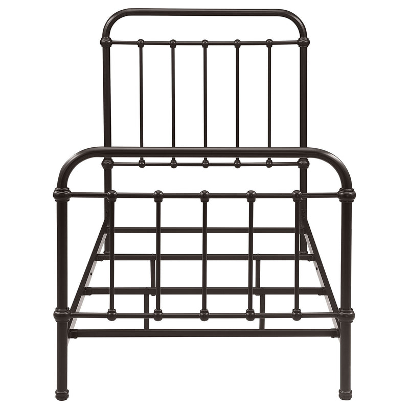 Twin Panel Bed With Ornate Design - Bronze