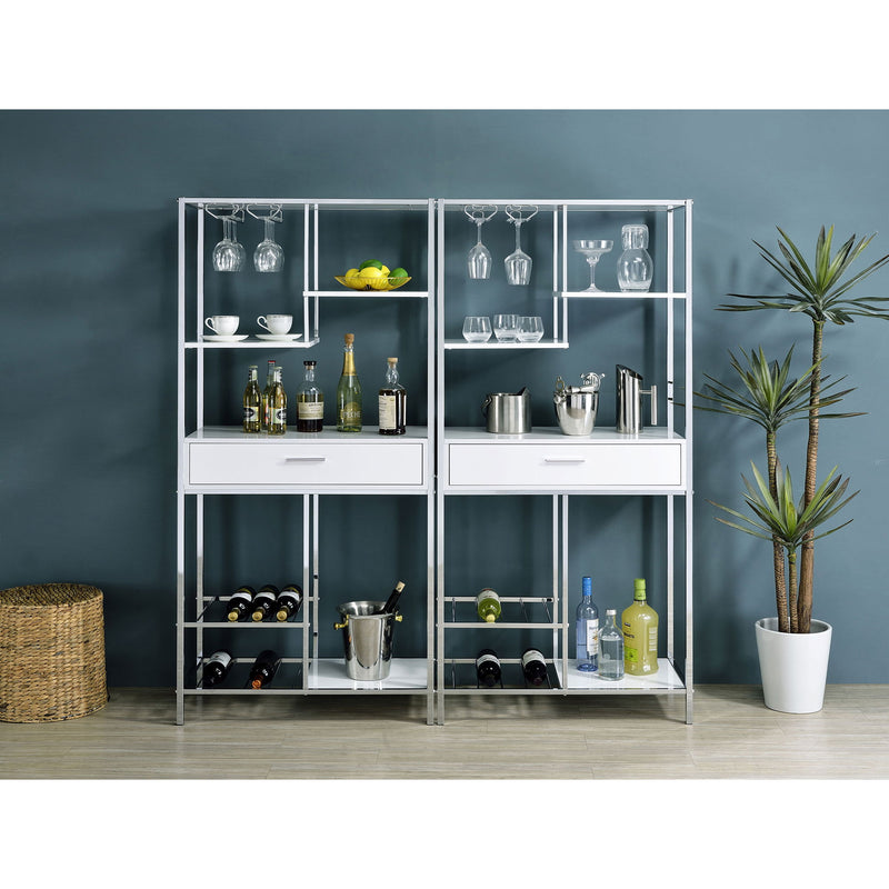 Draper - 5 Shelf LED Wine Cabinet With Pull Out Drawer - Gloss White