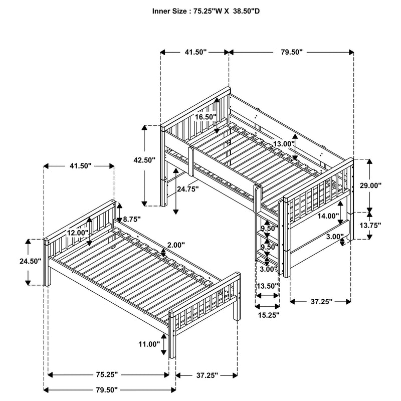Ponderosa - Twin Over Twin Bunk Bed With Accents - Natural