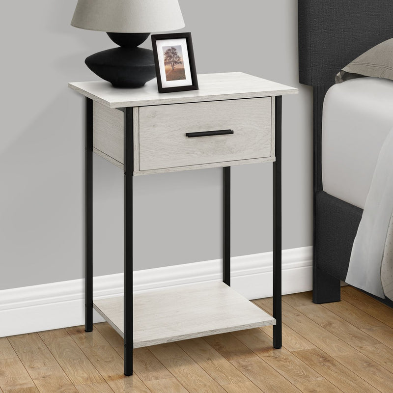 Contemporary 2 Tier Accent Table With Storage Drawer