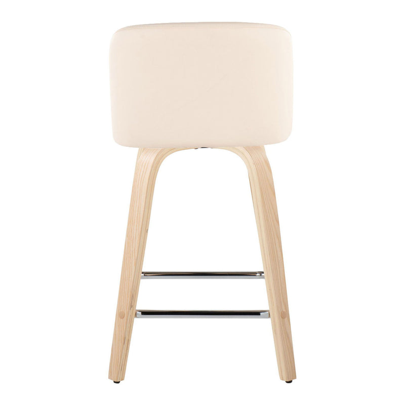 Toriano - Contemporary Fixed Height Counter Stool With Swivel With Square Footrest (Set of 2)
