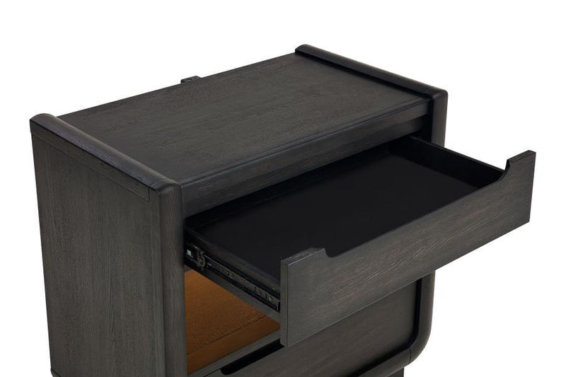 Leandro - 2-Drawer LED Nightstand With USB - Burnished Black