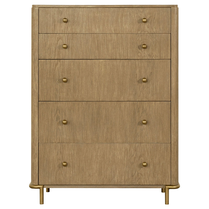 Stevie - Rectangular 5 Drawer Chest - Sand