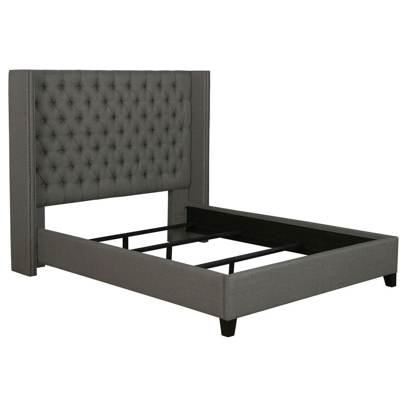 Bancroft Upholstered Full Wingback Bed Grey