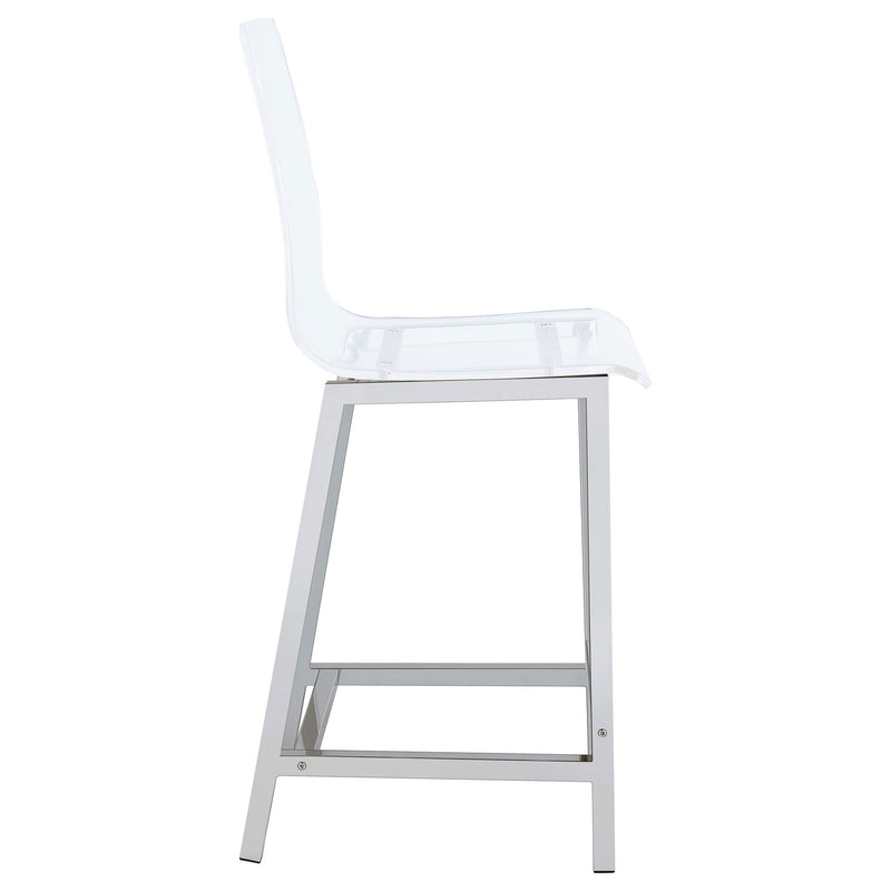 Counter Height Stools With Curved Back Design (Set of 2) - Clear