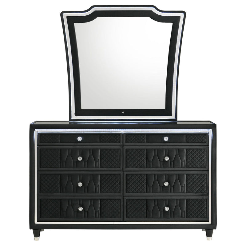 Lorient 8-drawer LED Dresser with Mirror Black