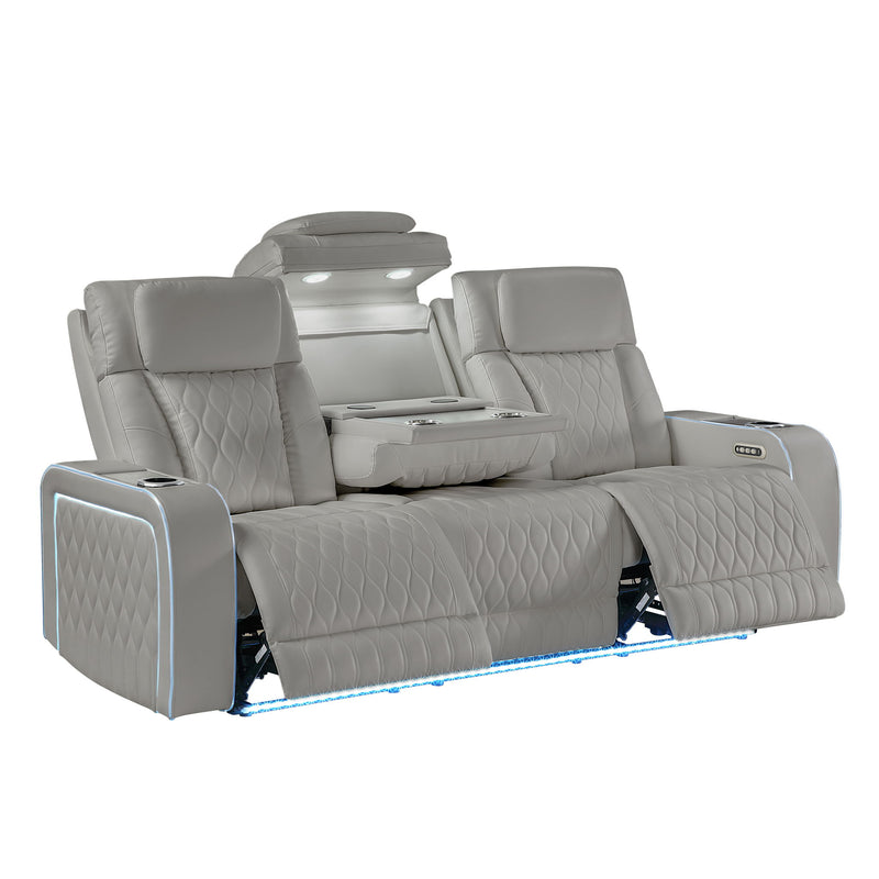 Electra - 3 Piece Power Reclining Sofa, Loveseat And Recliner Set With Power Headrests, Massage And LED Lighting