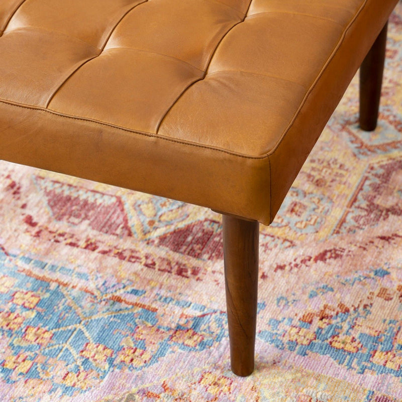 Mark - Tufted Square Genuine Upholstered Ottoman