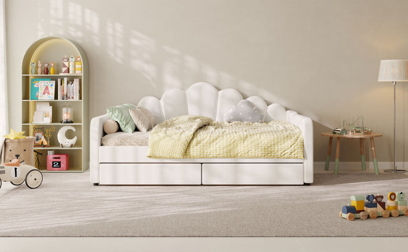 Shell Shaped Upholstered Daybed Frame With Slats