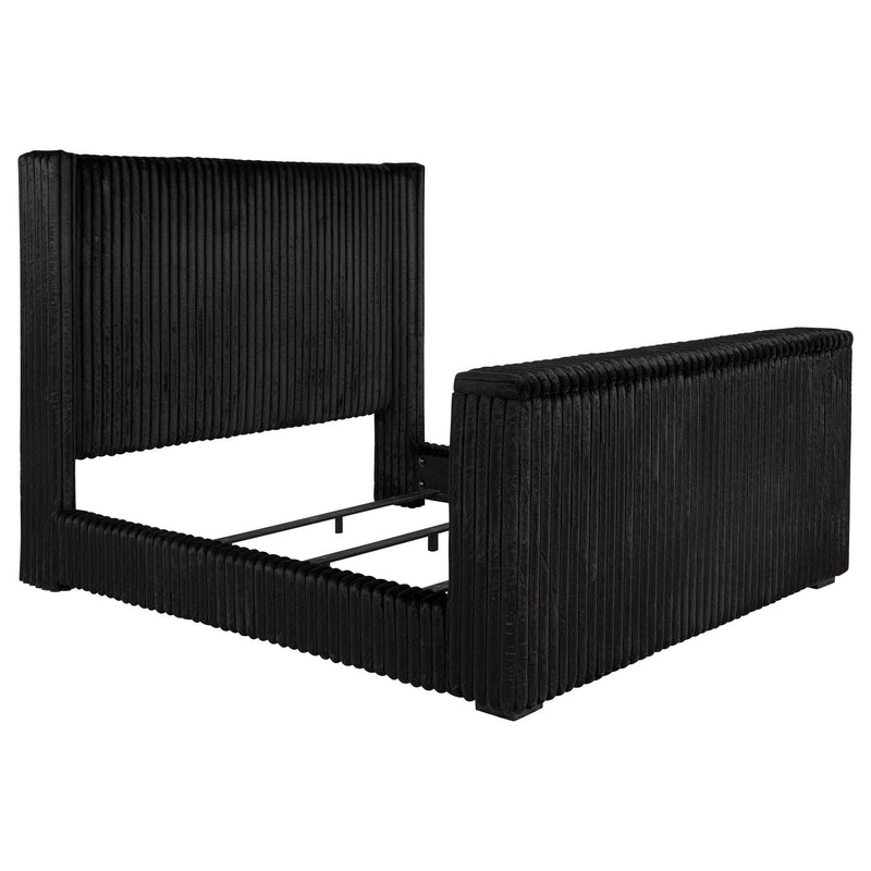 Centergrove Upholstered Eastern King Wingback TV Bed Black