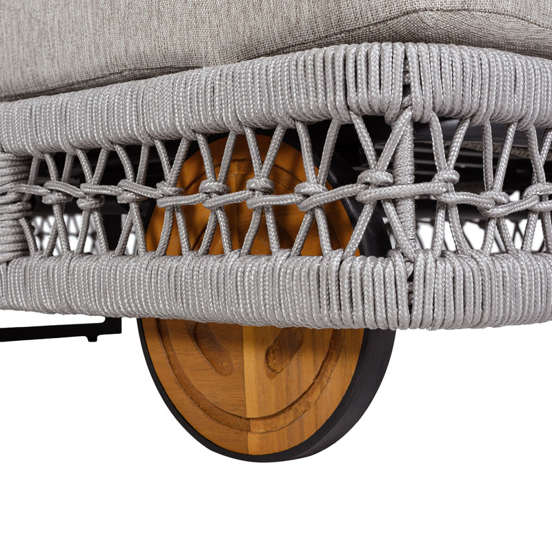 Outdoor Chaise Lounge & Wheels, 5 Position Adjustable Backrest