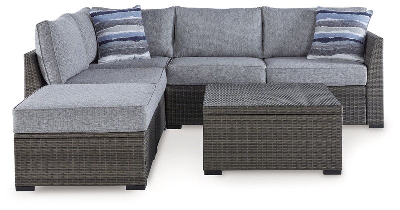 Petal Road - Loveseat Sectional, Ottoman, Table Set (Set of 4) - Gray