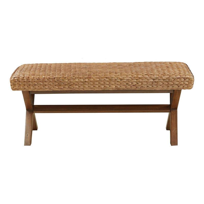 Bench With Water Hyacinth Seat - Brown