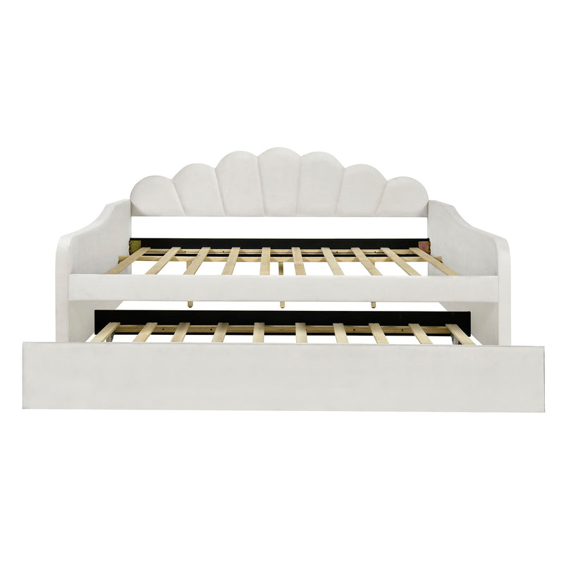 Upholstery Daybed Frame With Shell Shaped Backrest