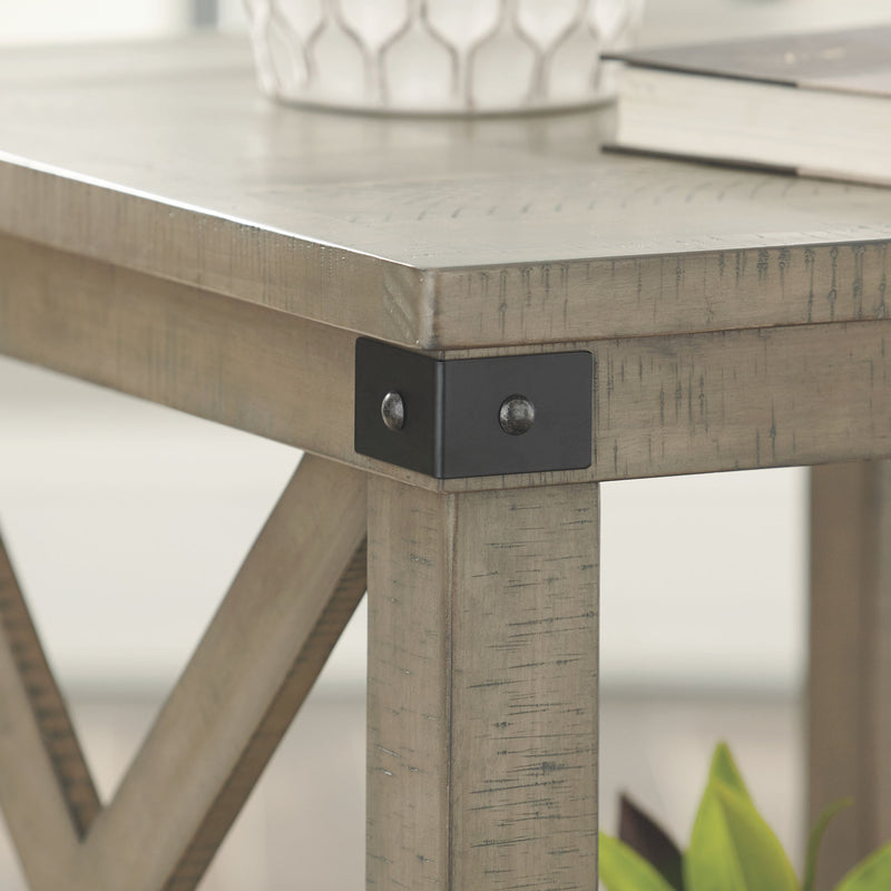 Aldwin - Rectangular End Table - Crossbuck Styling - Gray