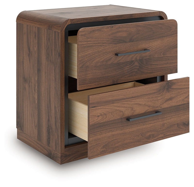 Fortlorn - Two Drawer Night Stand - Walnut Brown