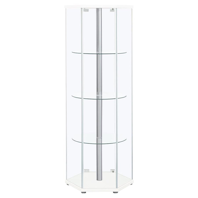 Zahavah - 4-Shelf Hexagonal Clear Glass Curio Cabinet