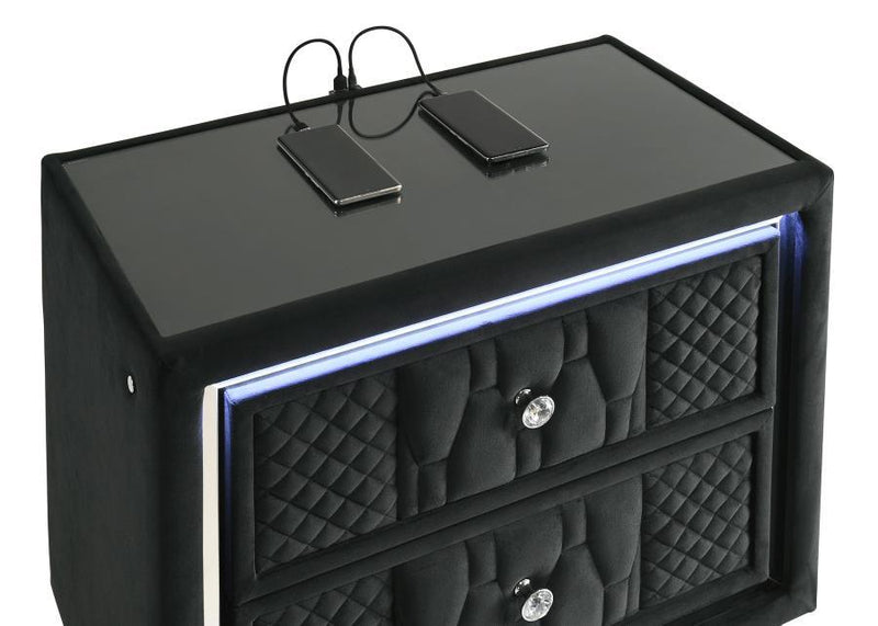 Lorient - 2-Drawer LED Nightstand With USB