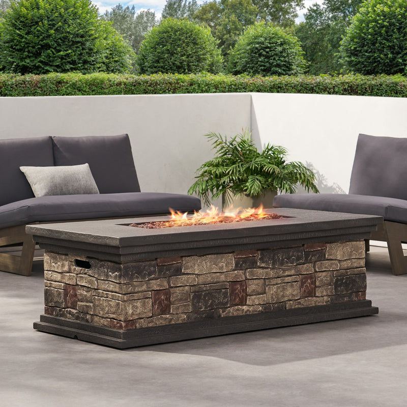 Contemporary Rectangle Fire Pit 50, 000 Btu Magnesium Oxide - Stone Gray