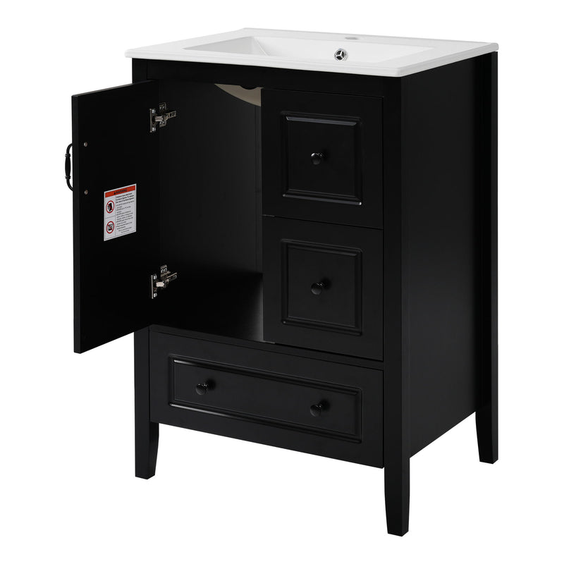 Retro Bathroom Vanity With Sink, Soft Closing Cabinet & Drawers