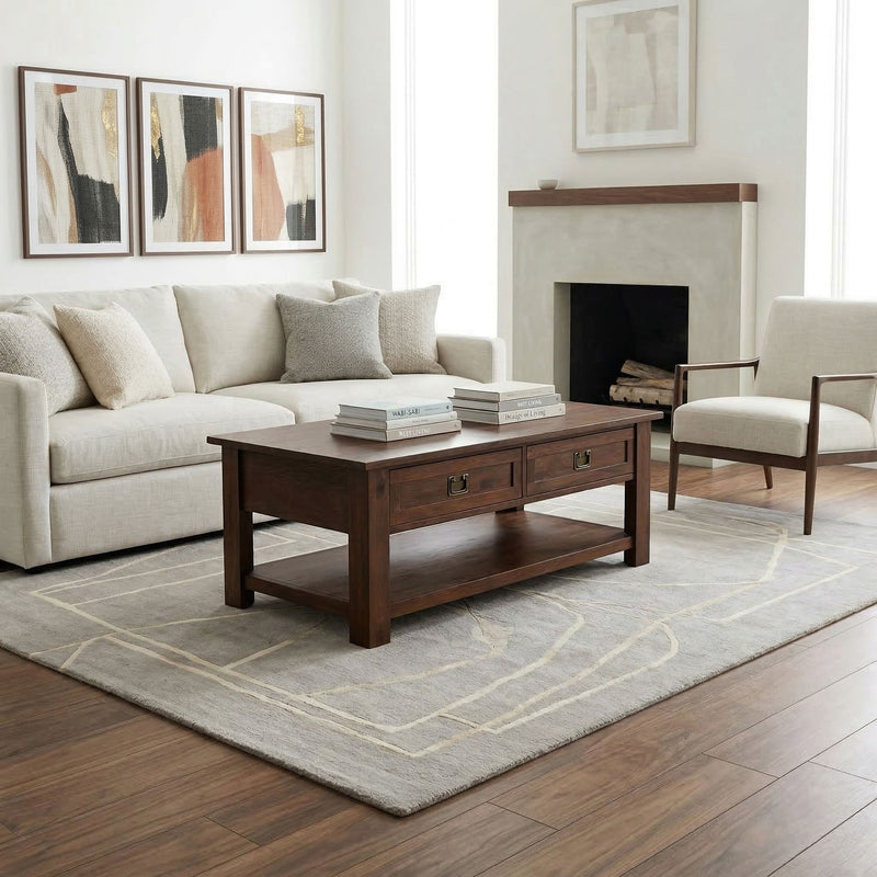 Monroe - Rectangular Coffee Table With Drawers - Brown