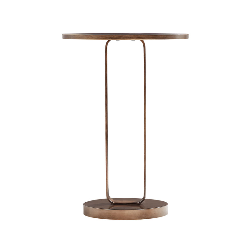 Tareel - Round Accent Table With Open Oval Pedestal - Antique Bronze