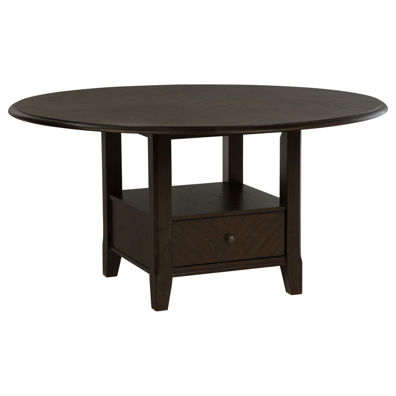 Fulton - Round Dining Table With Drawer - Dark Brown